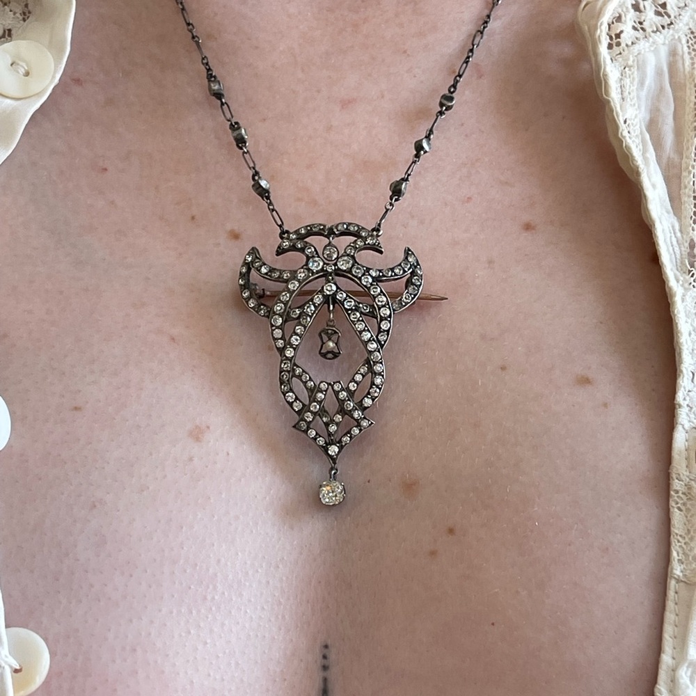 Silver Rhinestone French Pendant
